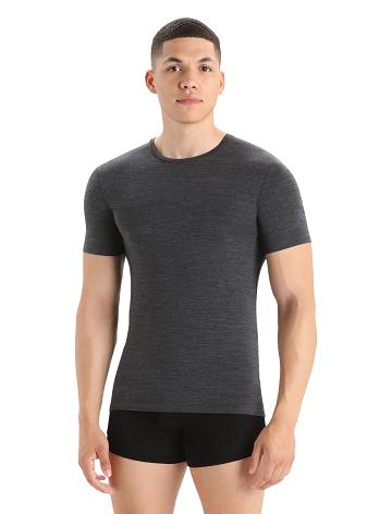 Jet Heather Men's Icebreaker Merino Anatomica Short Sleeve Crewe T-Shirt Underwear | USA 1302FDNM